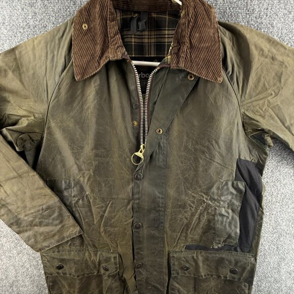Barbour Beaufort Waxed Jacket Men Full Zip Green Hunting A150 Size C38 Outdoors - Picture 1 of 16